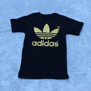 adidas basic black & gold graphic tee shirt